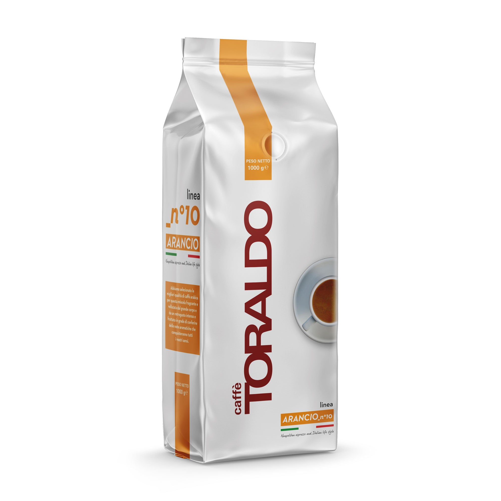 SUPER BAR ARANCIO – ZRNKOVÁ KÁVA 1 KG – TORALDO 90% ARABICA