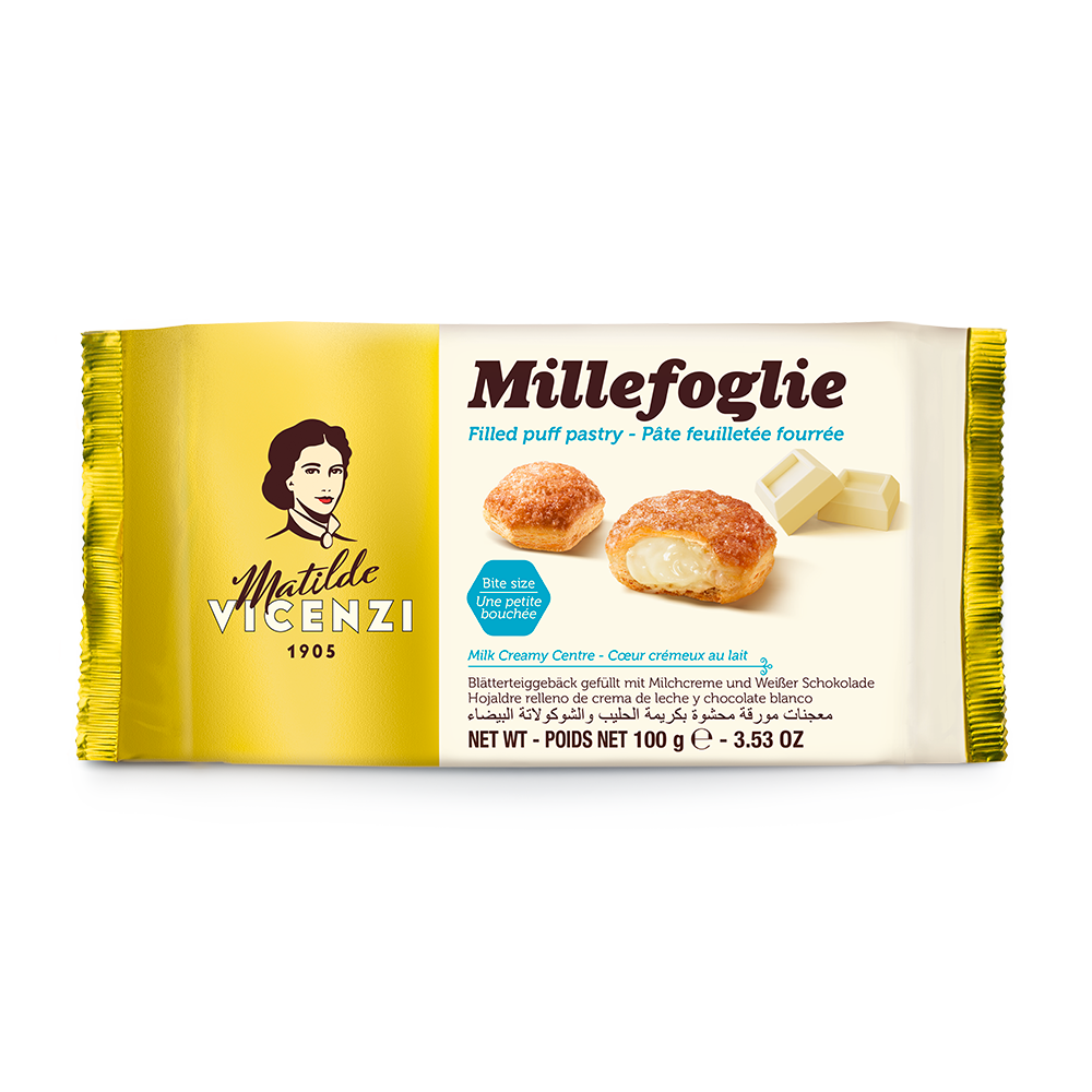 MILLEFOGLIE MILK CREAM – SUŠENKY S KRÉMEM 100 G – MATILDE VICENZI