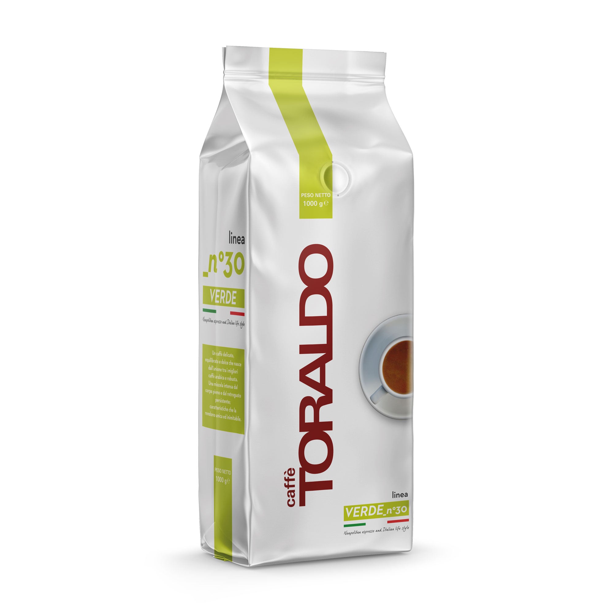 MISCELA LINEA VERDE – ZRNKOVÁ KÁVA 1 KG – TORALDO 70% ARABICA